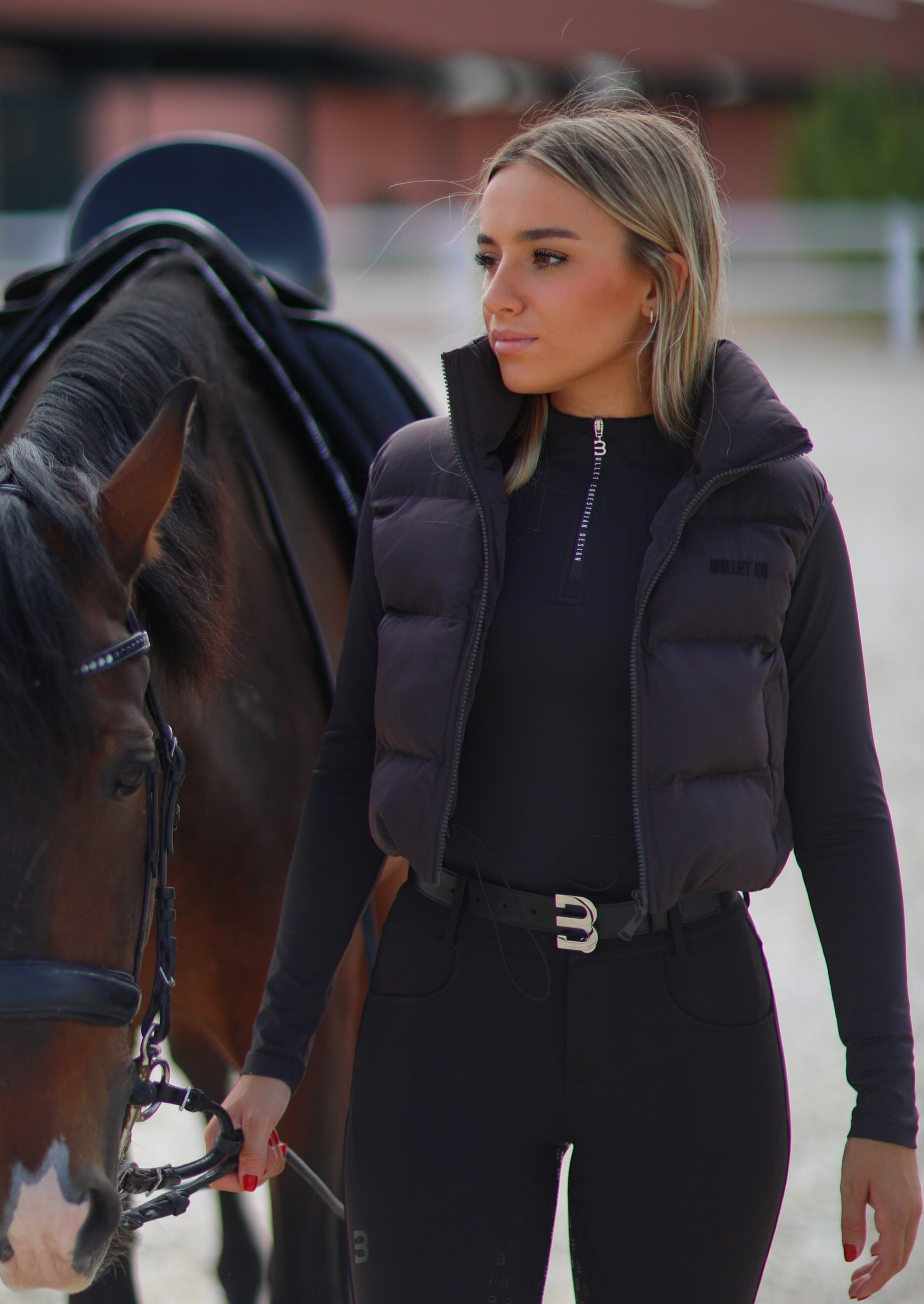 Espresso Cropped Puffer Vest – Bullet Equestrian Design